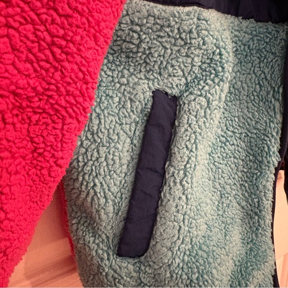 Eddie Bauer Hooded Sherpa Fleece Girls Zip Up Jacket Blue Pink Medium (10/12) - Picture 5 of 10